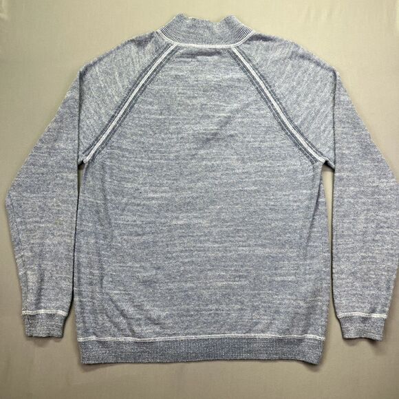 Tommy Bahama Sweater Mens Sz M Blue Reversible Linen Blend Quarter Zip Pullover - Picture 16 of 16